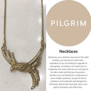 PILGRIM GOLD NECKLACE W/WHITE GEMS/RHINESTONES